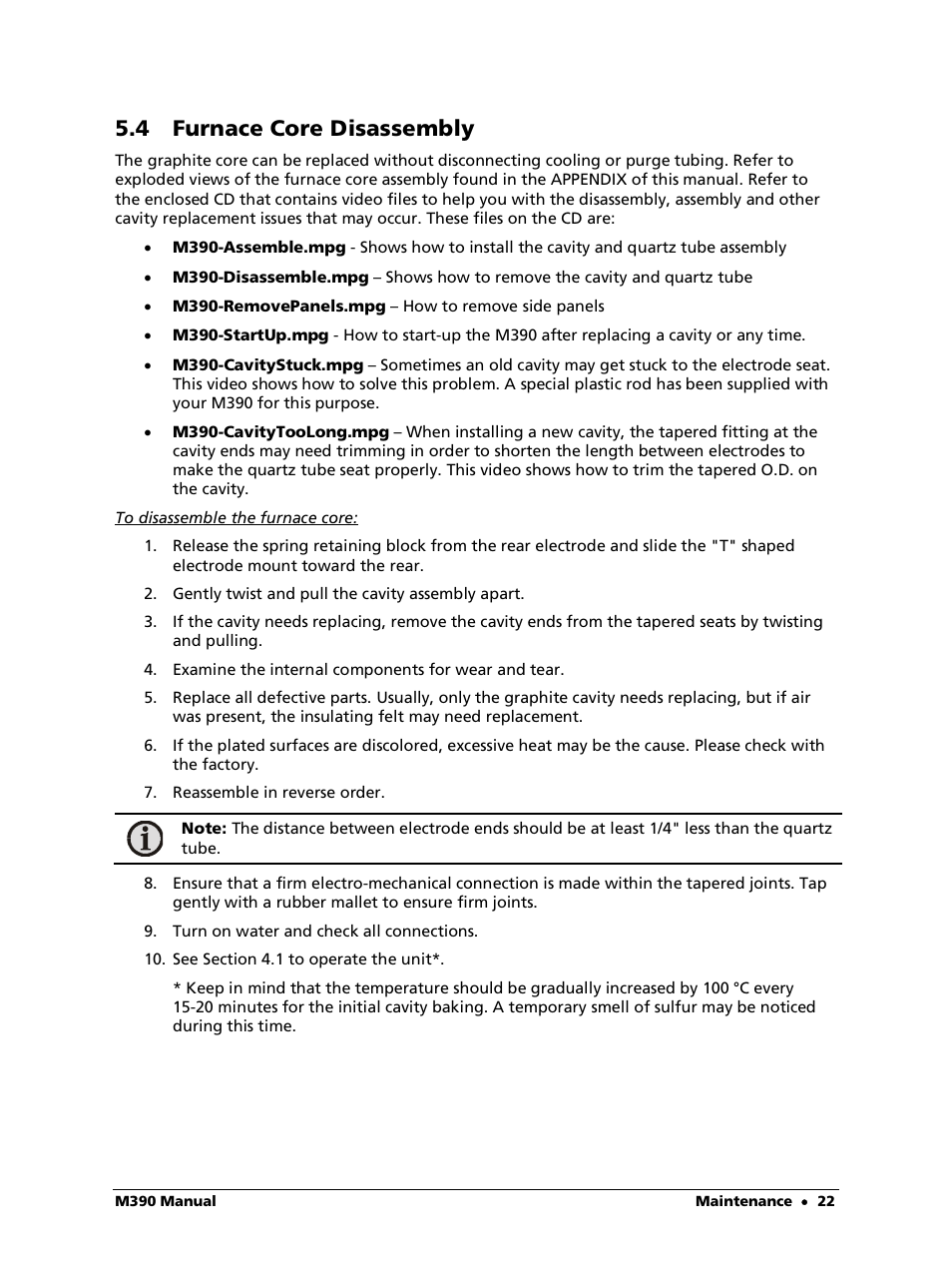 4 furnace core disassembly | LumaSense Technologies M390 User Manual | Page 22 / 35