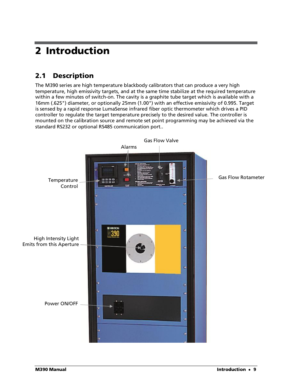 2 introduction, 1 description | LumaSense Technologies M390 User Manual | Page 9 / 35