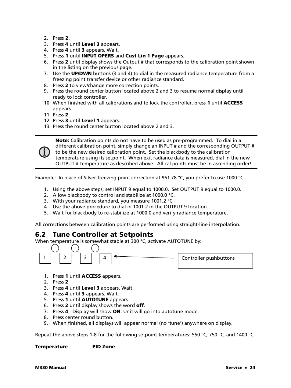 2 tune controller at setpoints | LumaSense Technologies M330 User Manual | Page 24 / 45