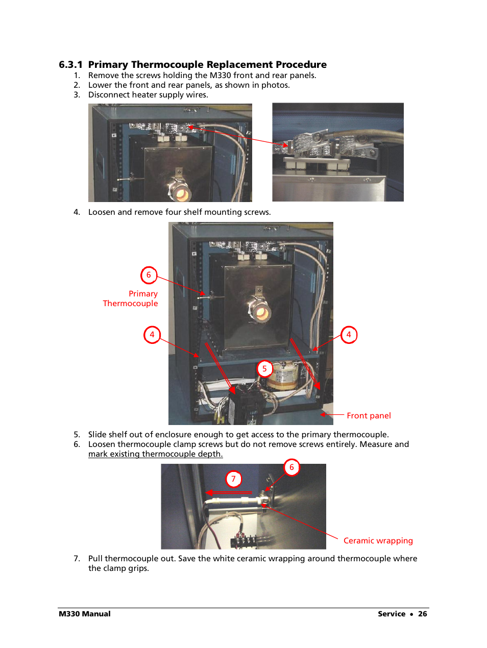 1 primary thermocouple replacement procedure | LumaSense Technologies M330 User Manual | Page 26 / 45