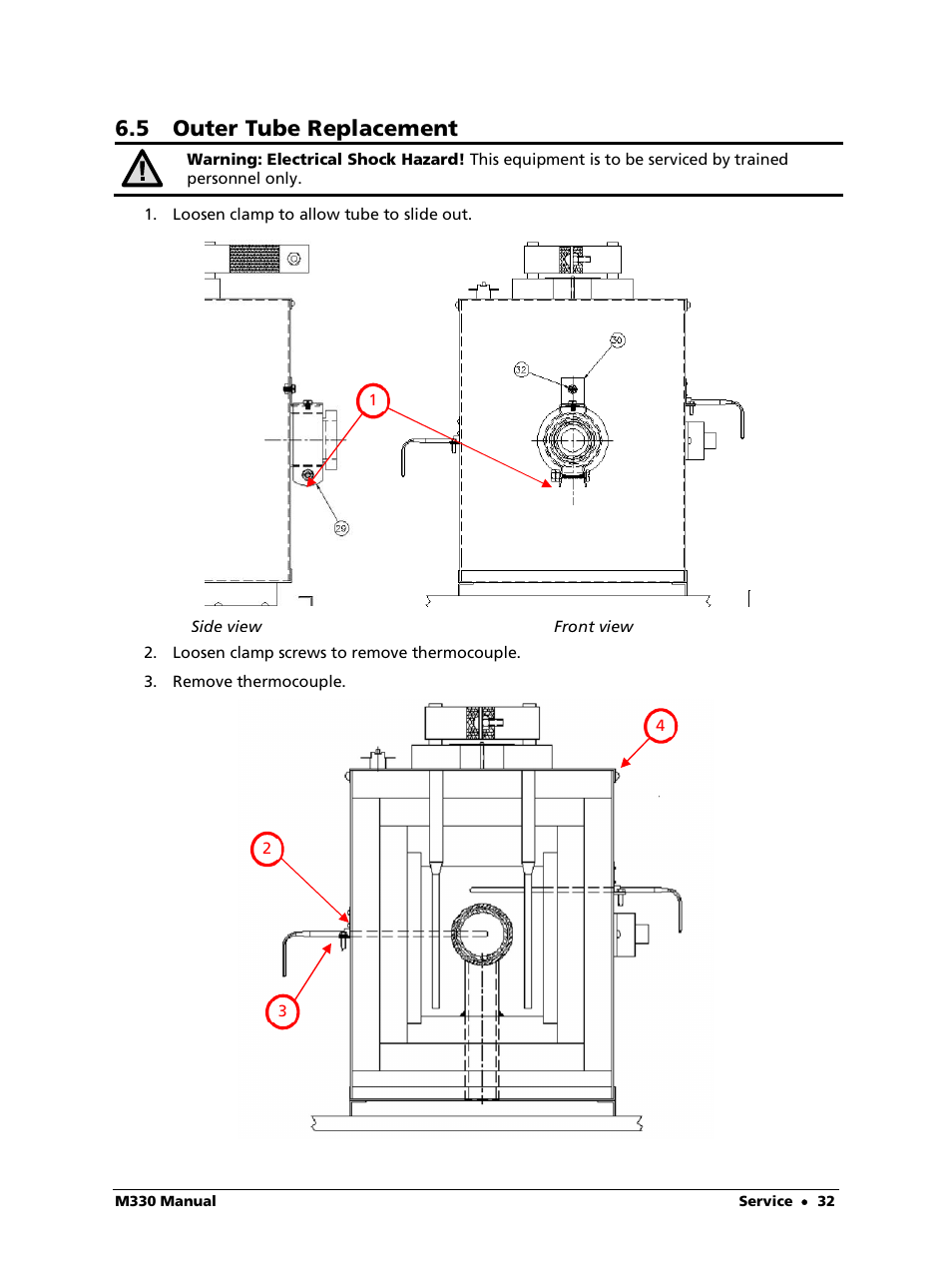 5 outer tube replacement | LumaSense Technologies M330 User Manual | Page 32 / 45