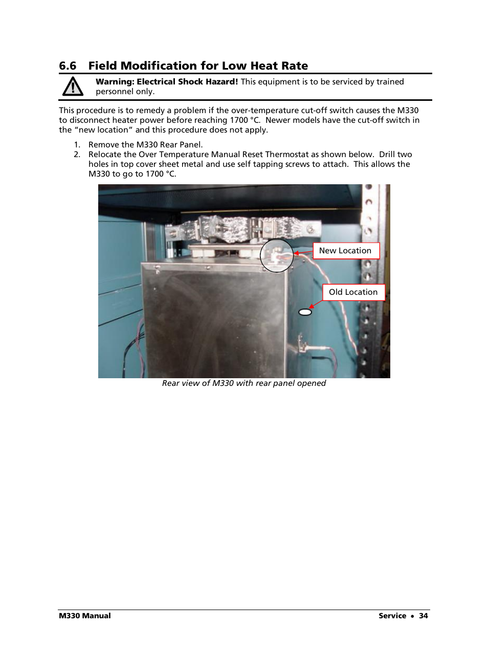 6 field modification for low heat rate | LumaSense Technologies M330 User Manual | Page 34 / 45