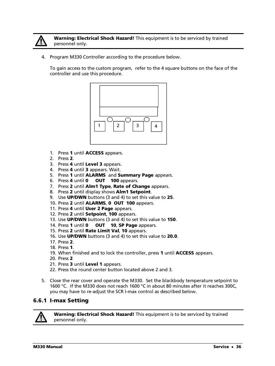 1 i-max setting | LumaSense Technologies M330 User Manual | Page 36 / 45