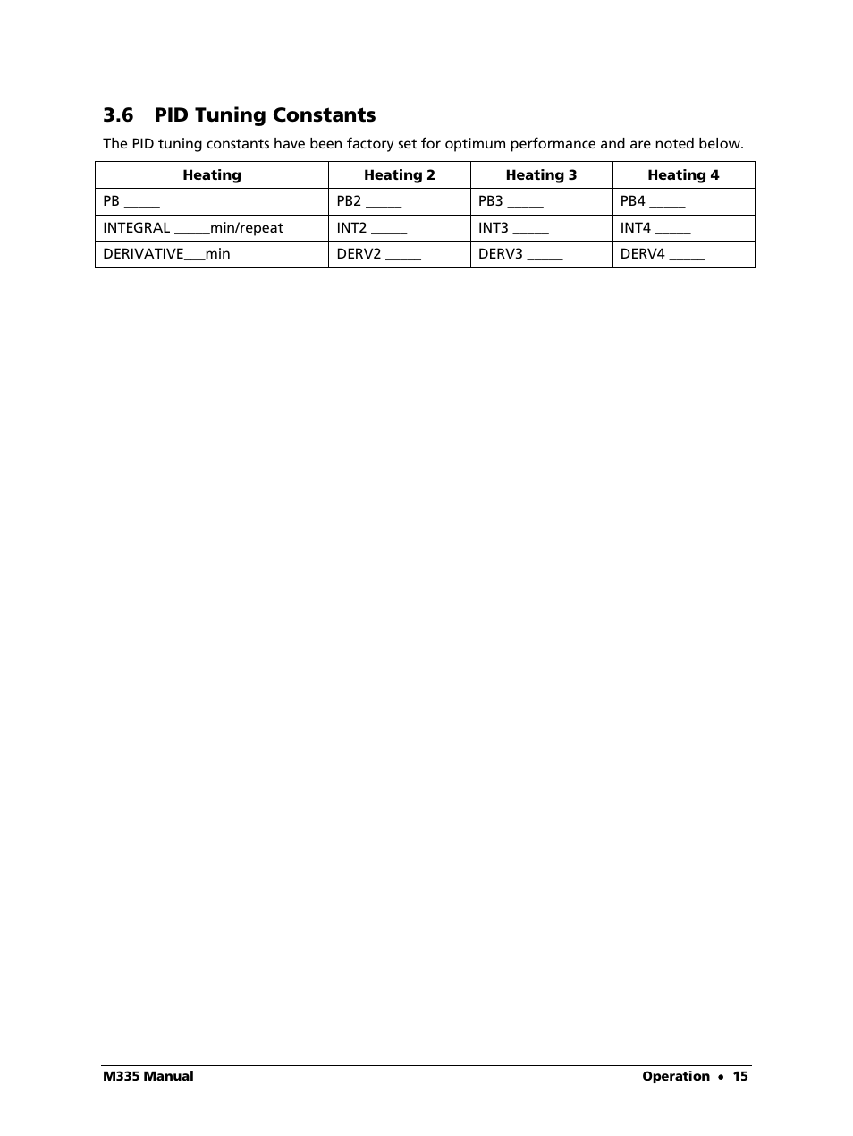 6 pid tuning constants | LumaSense Technologies M335 User Manual | Page 15 / 19