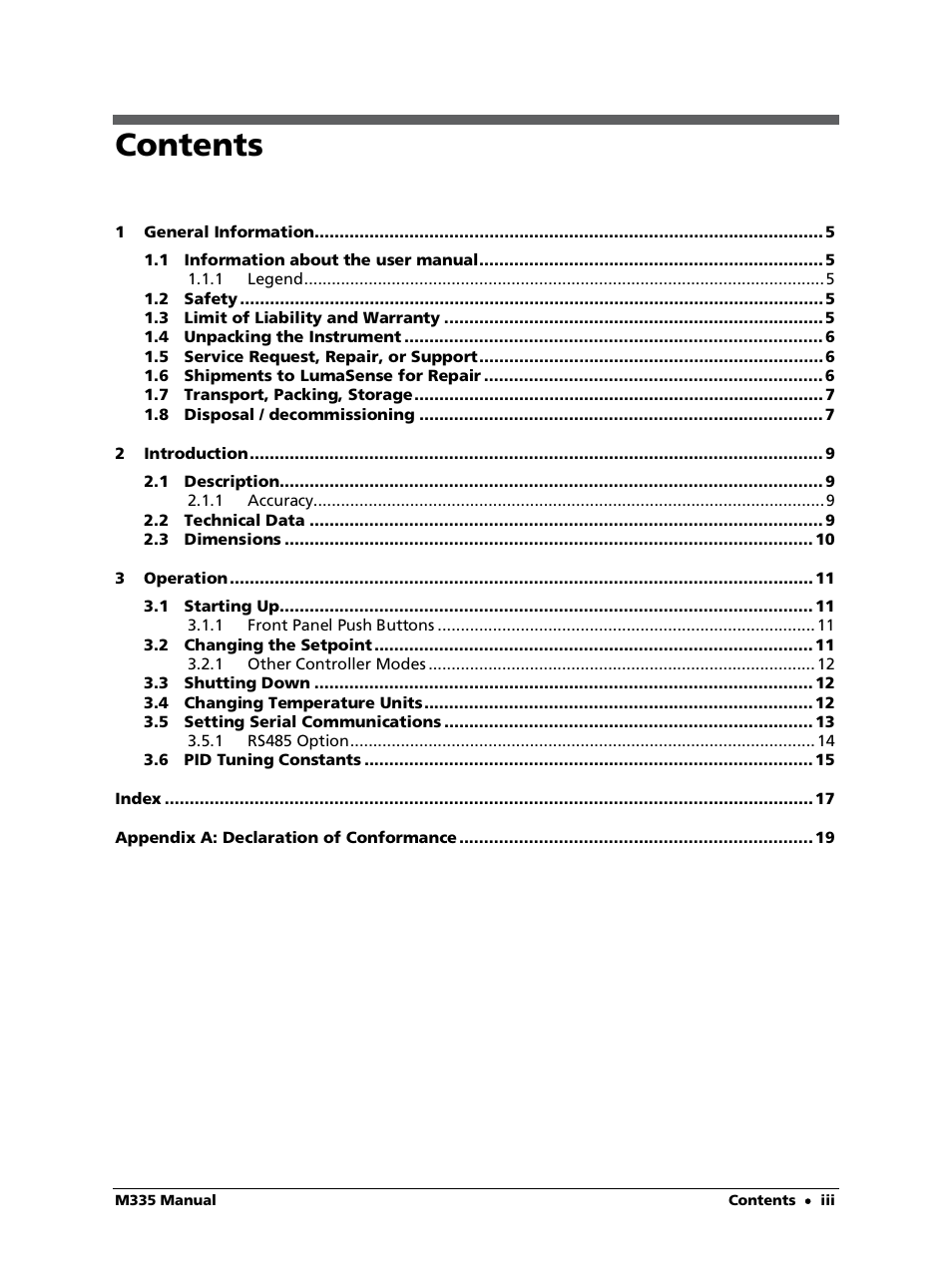 LumaSense Technologies M335 User Manual | Page 3 / 19