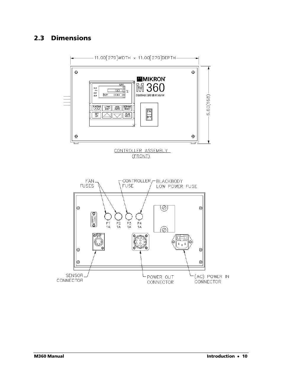 3 dimensions | LumaSense Technologies M360 User Manual | Page 10 / 21