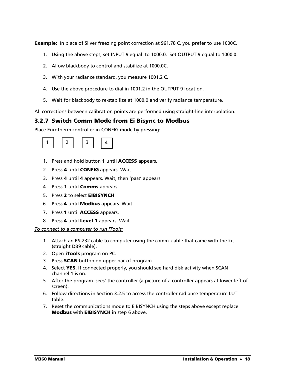 7 switch comm mode from ei bisync to modbus | LumaSense Technologies M360 User Manual | Page 18 / 21