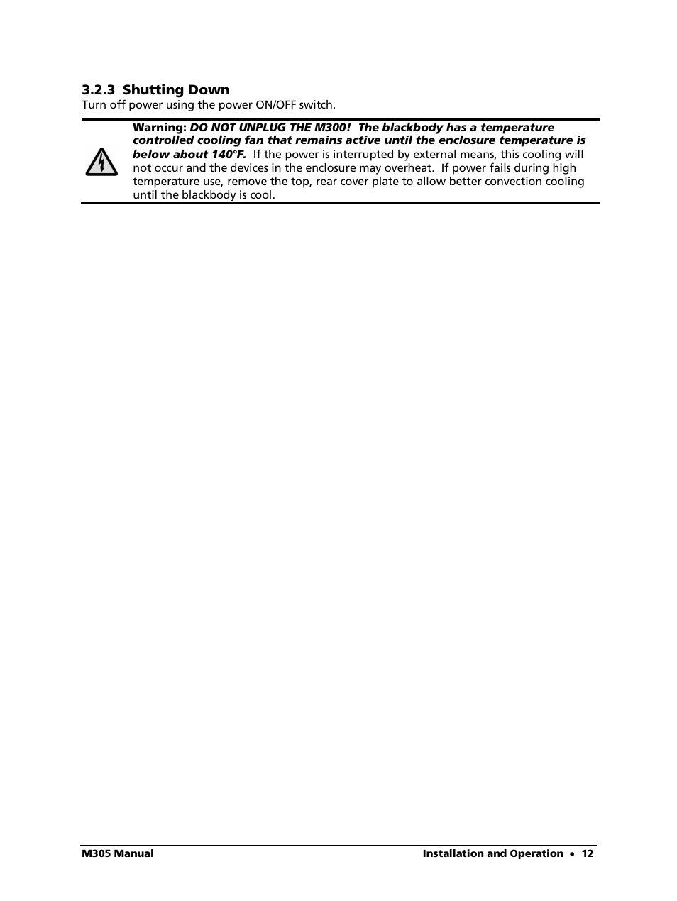 3 shutting down | LumaSense Technologies M305 User Manual | Page 12 / 19