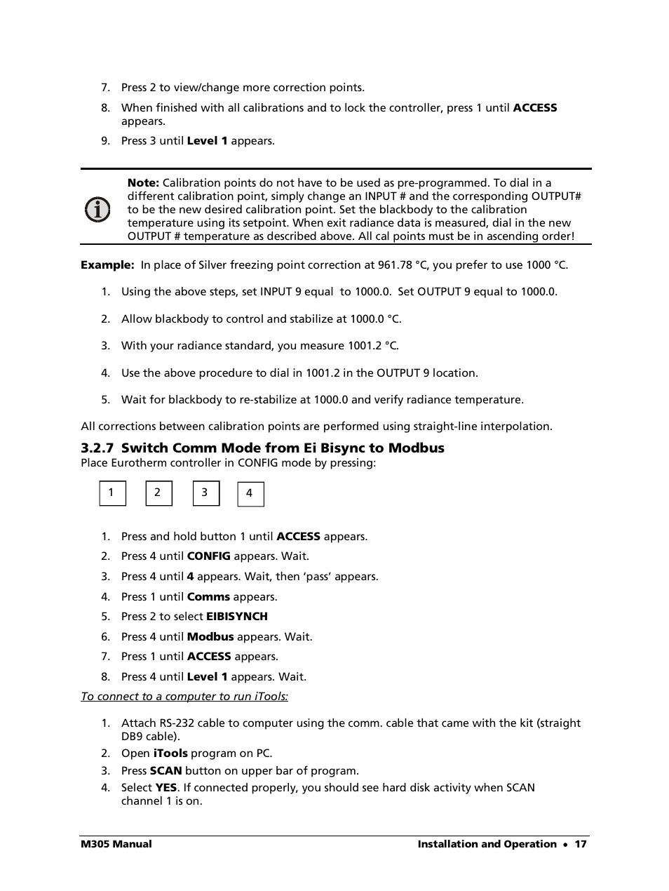 7 switch comm mode from ei bisync to modbus | LumaSense Technologies M305 User Manual | Page 17 / 19