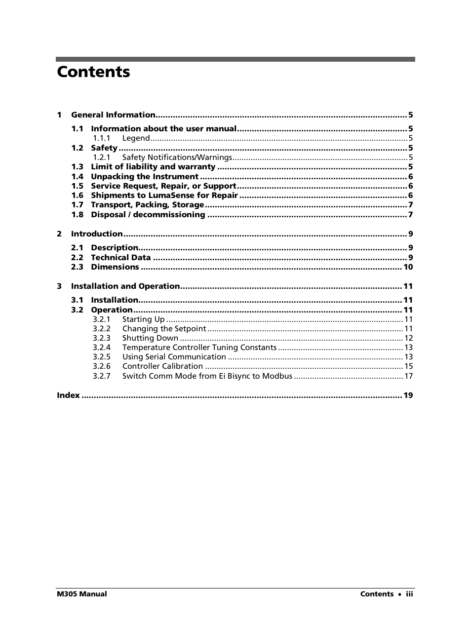 LumaSense Technologies M305 User Manual | Page 3 / 19