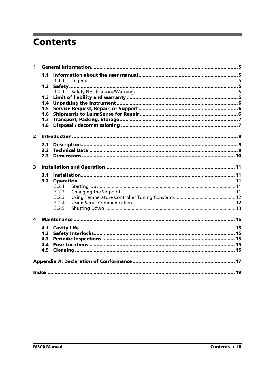 LumaSense Technologies M300 User Manual | Page 3 / 19