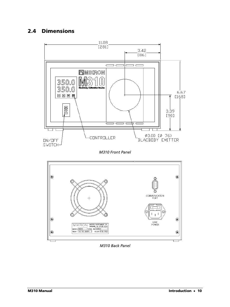 4 dimensions | LumaSense Technologies M310 User Manual | Page 10 / 35