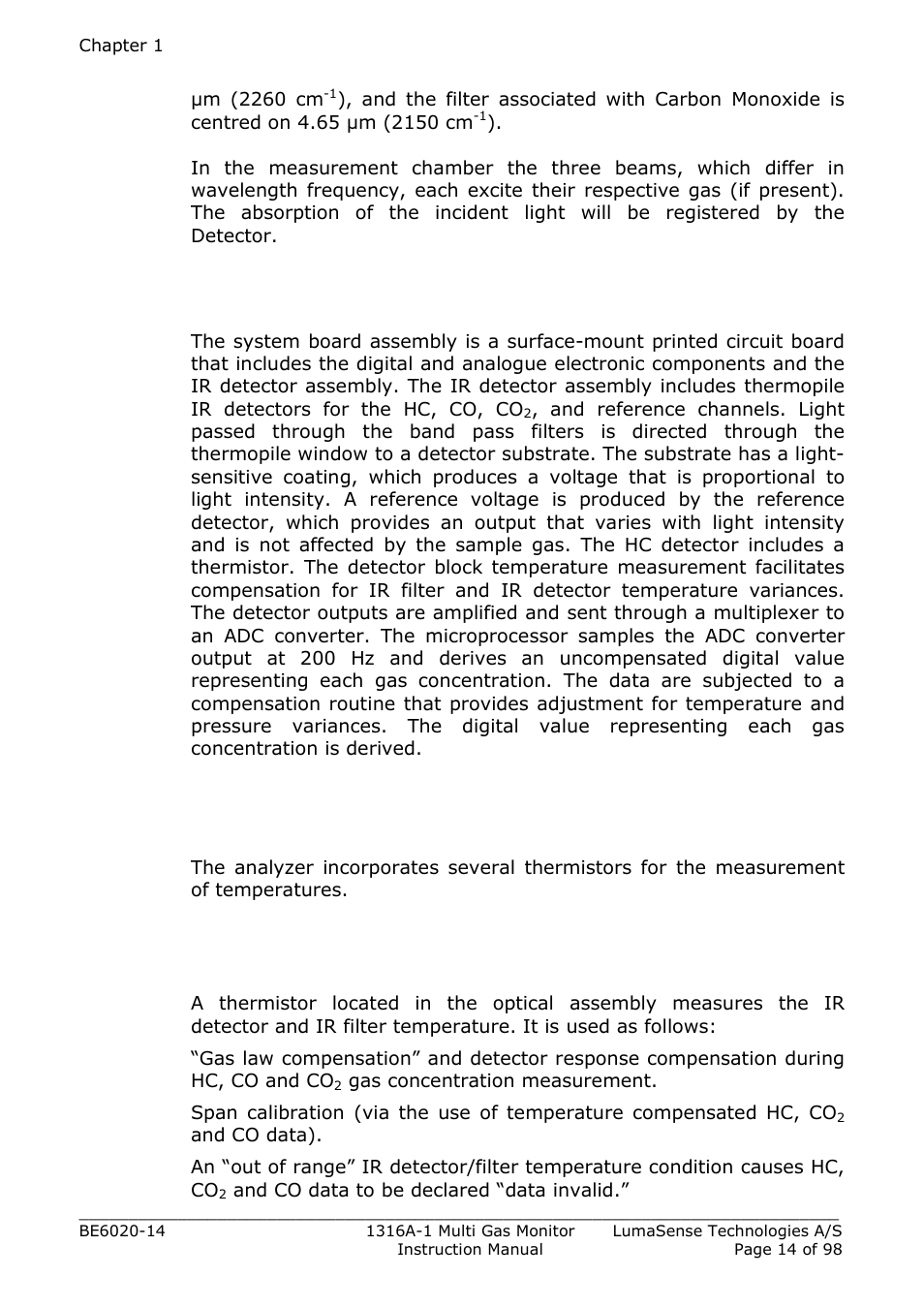 4 the ndir temperature measurements | LumaSense Technologies INNOVA 1316A-1 User Manual | Page 14 / 98