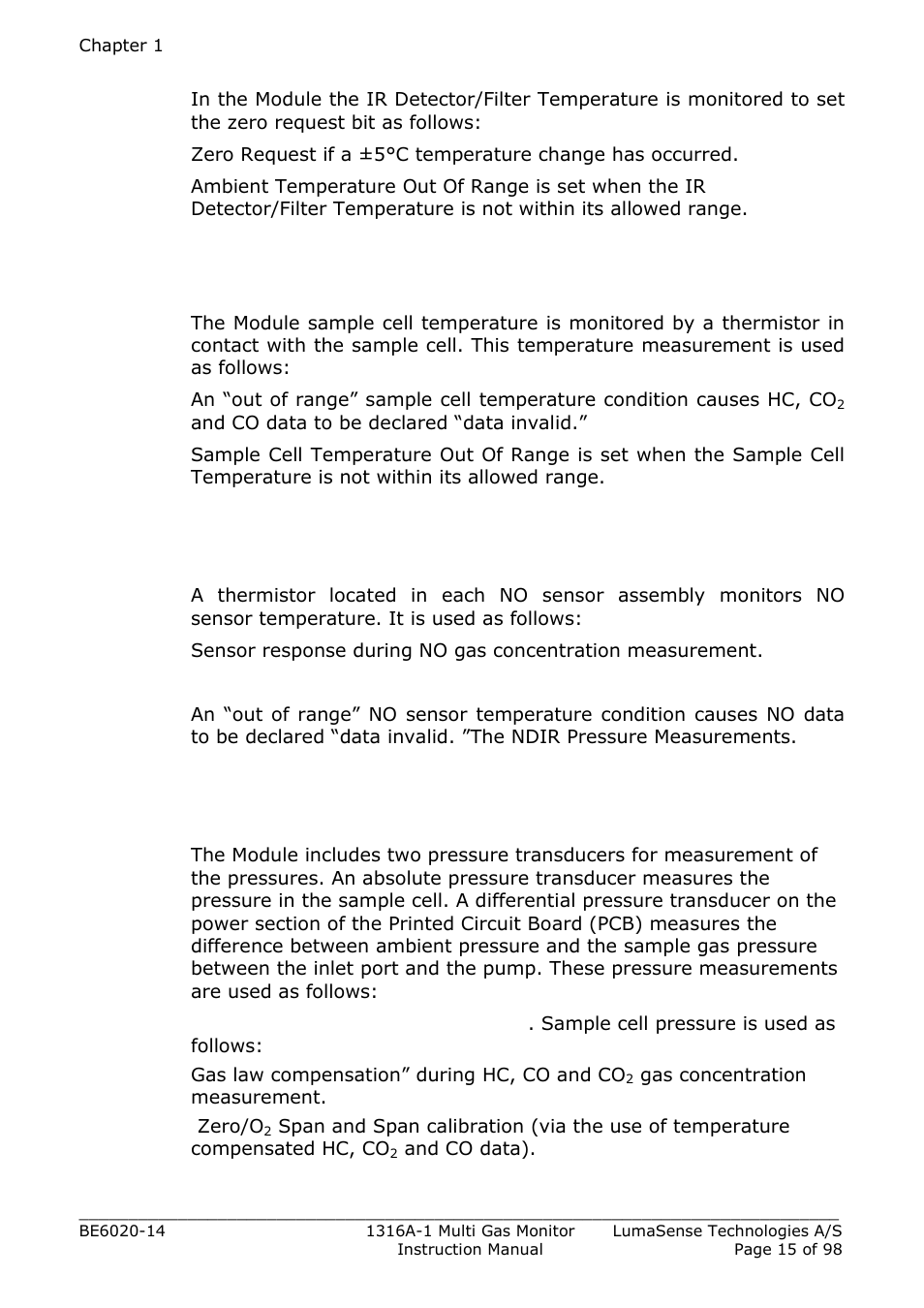 5 the ndir pressure measurements | LumaSense Technologies INNOVA 1316A-1 User Manual | Page 15 / 98