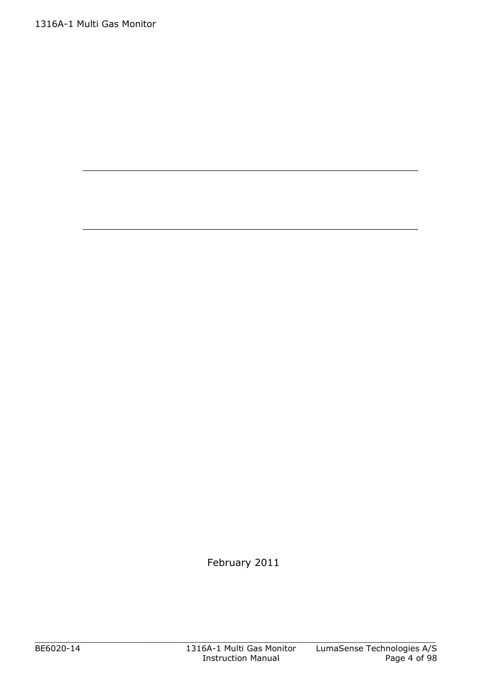 1316a-1 multi gas monitor | LumaSense Technologies INNOVA 1316A-1 User Manual | Page 4 / 98