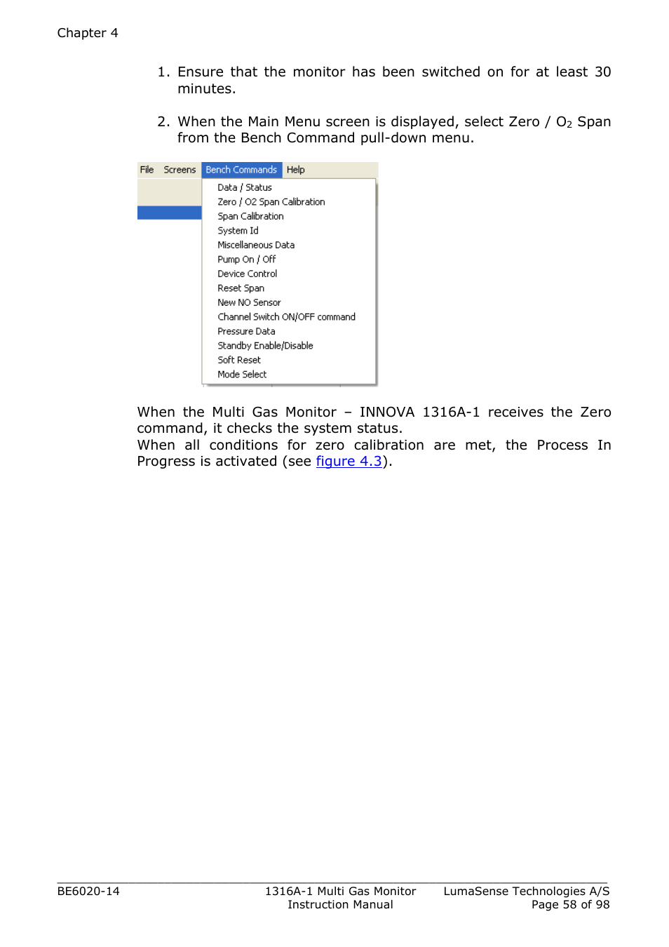 LumaSense Technologies INNOVA 1316A-1 User Manual | Page 58 / 98