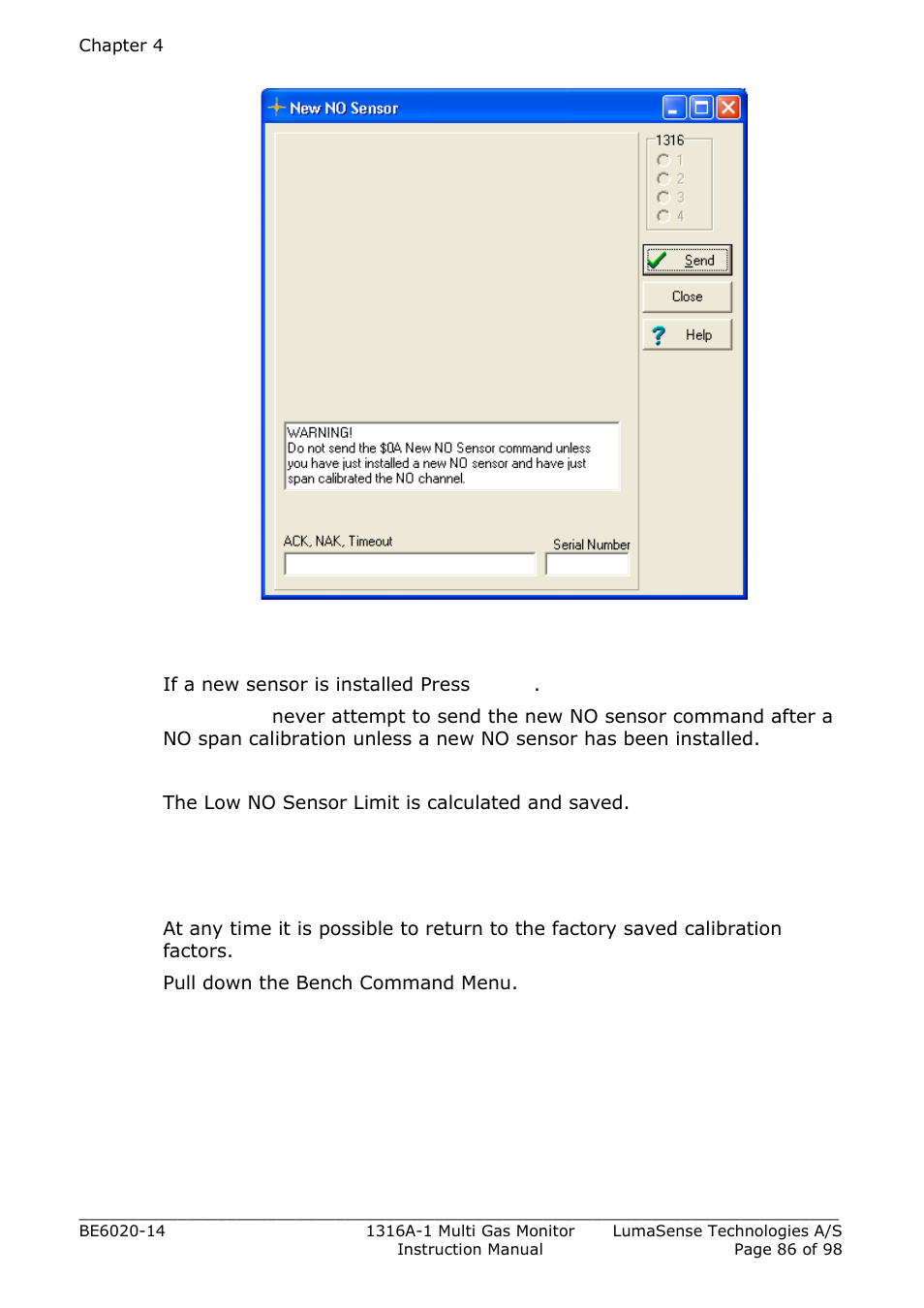 4 reset span calibration | LumaSense Technologies INNOVA 1316A-1 User Manual | Page 86 / 98