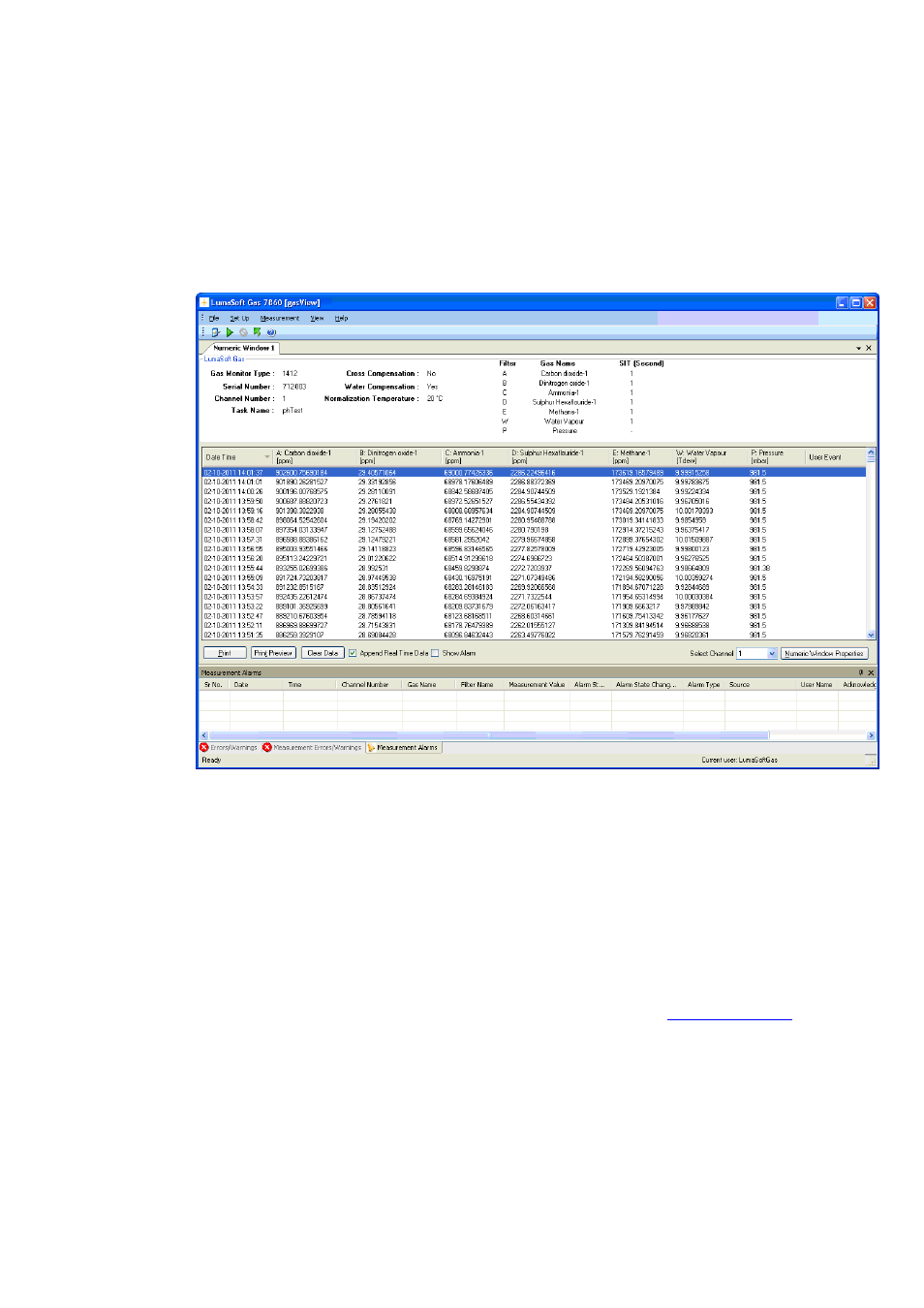 2 the numeric window | LumaSense Technologies LumaSoft Gas Multi Point 7860 User Manual | Page 101 / 194