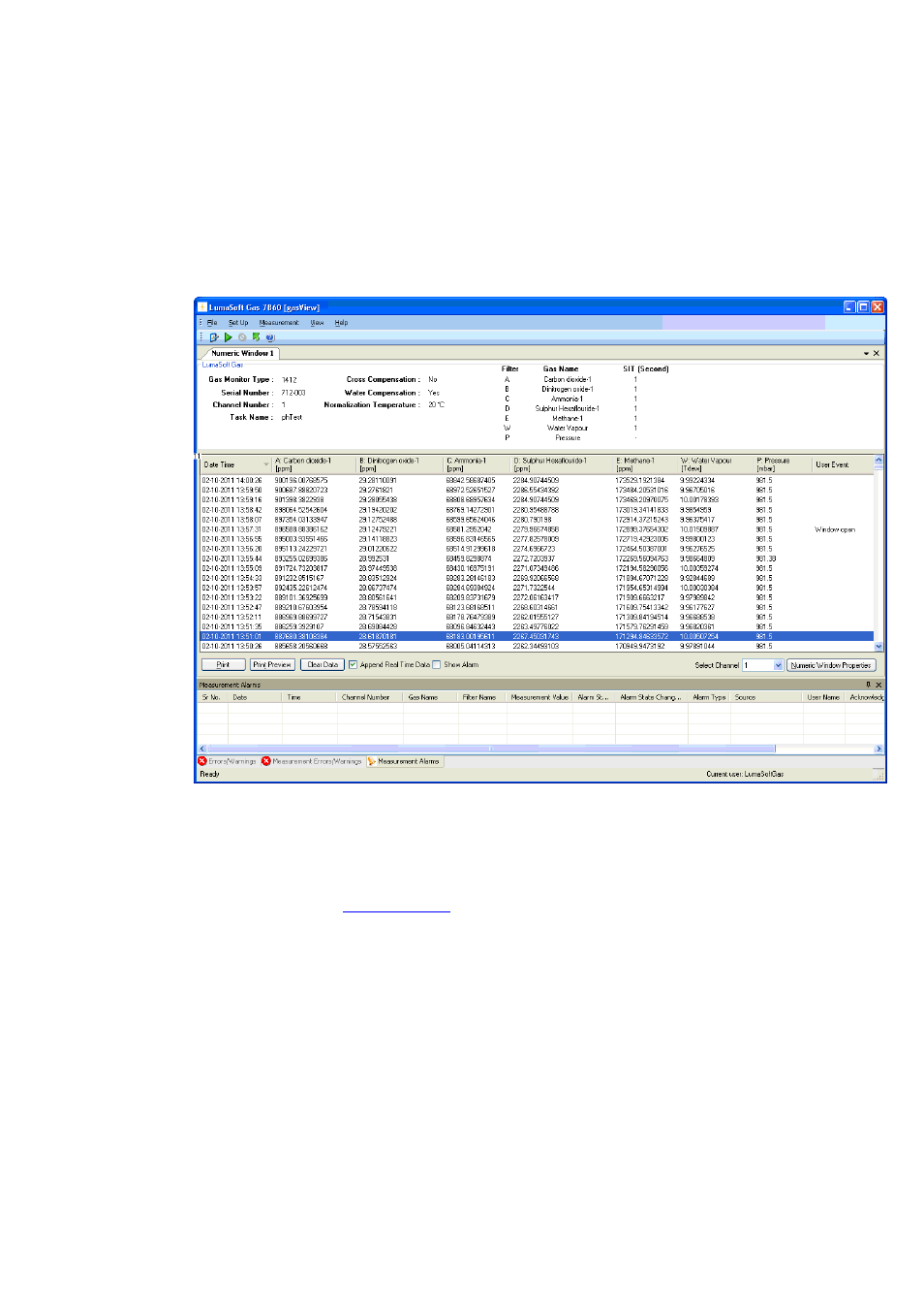 4 printing the numeric window | LumaSense Technologies LumaSoft Gas Multi Point 7860 User Manual | Page 105 / 194