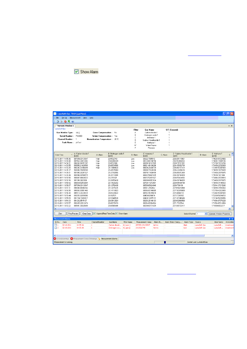 4 view measurement alarms, Section 4.4 | LumaSense Technologies LumaSoft Gas Multi Point 7860 User Manual | Page 107 / 194