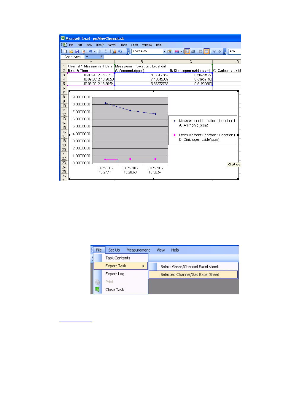 2 export task (gas view), Section 4.5.2 | LumaSense Technologies LumaSoft Gas Multi Point 7860 User Manual | Page 112 / 194