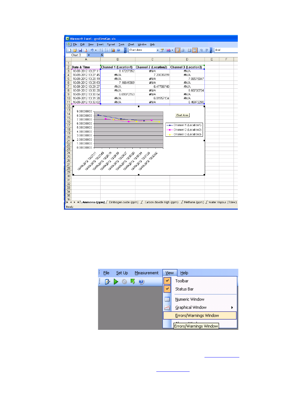 6 errors/warnings window, Section 4.6 | LumaSense Technologies LumaSoft Gas Multi Point 7860 User Manual | Page 115 / 194