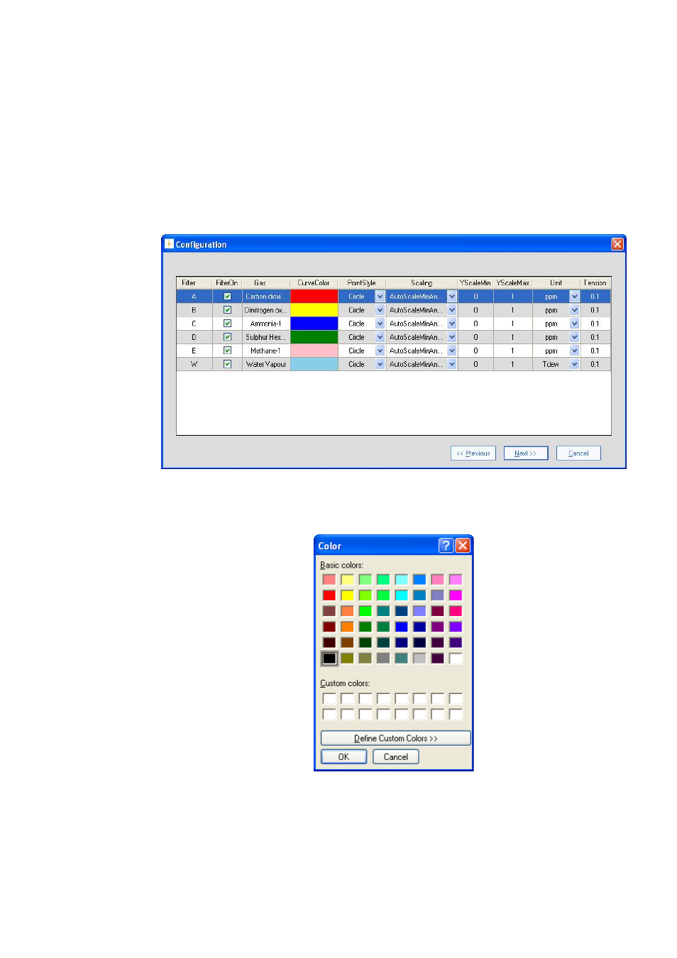 3 configuration of curves (channel view) | LumaSense Technologies LumaSoft Gas Multi Point 7860 User Manual | Page 56 / 194