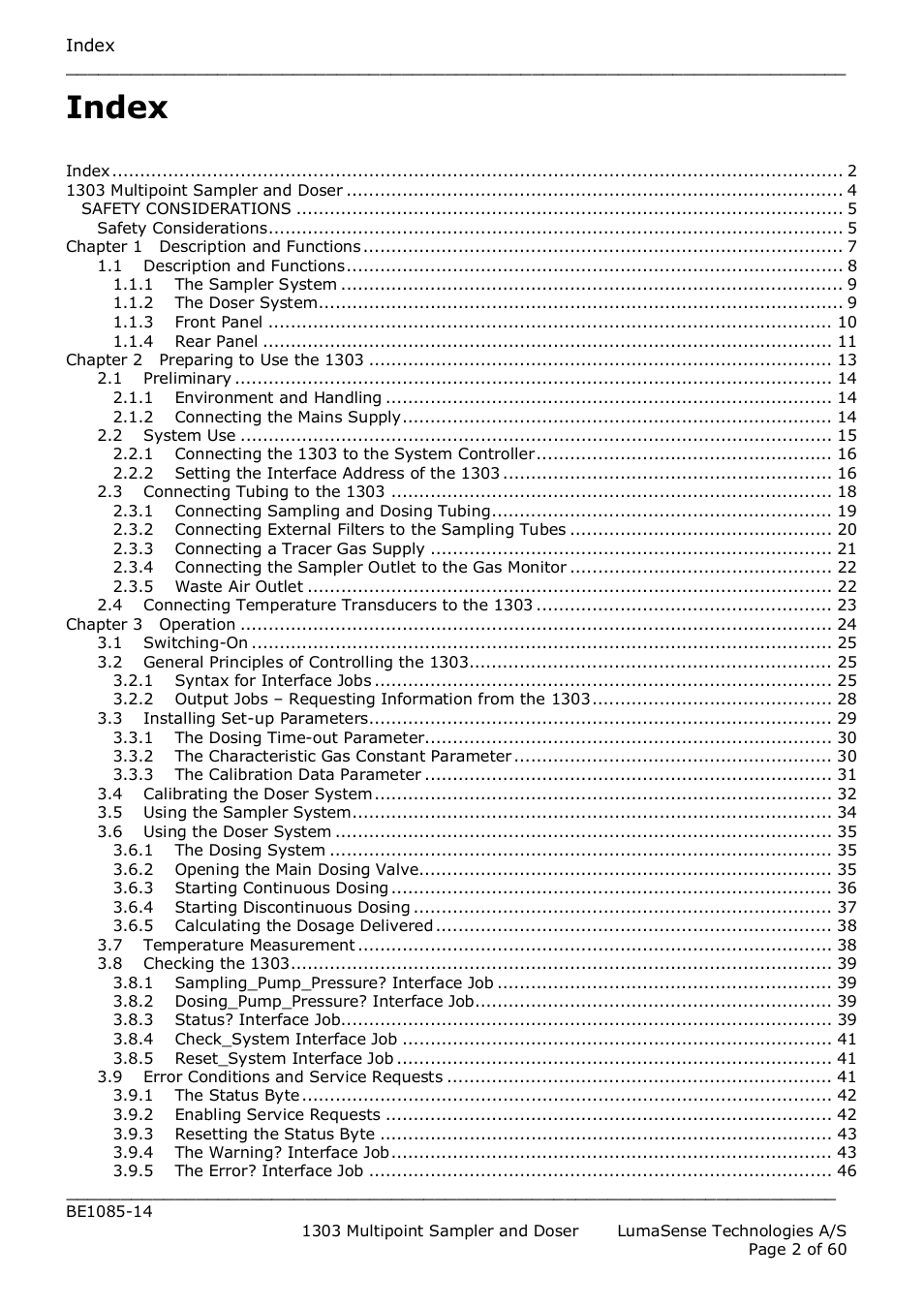 Index | LumaSense Technologies INNOVA 1303 User Manual | Page 2 / 60