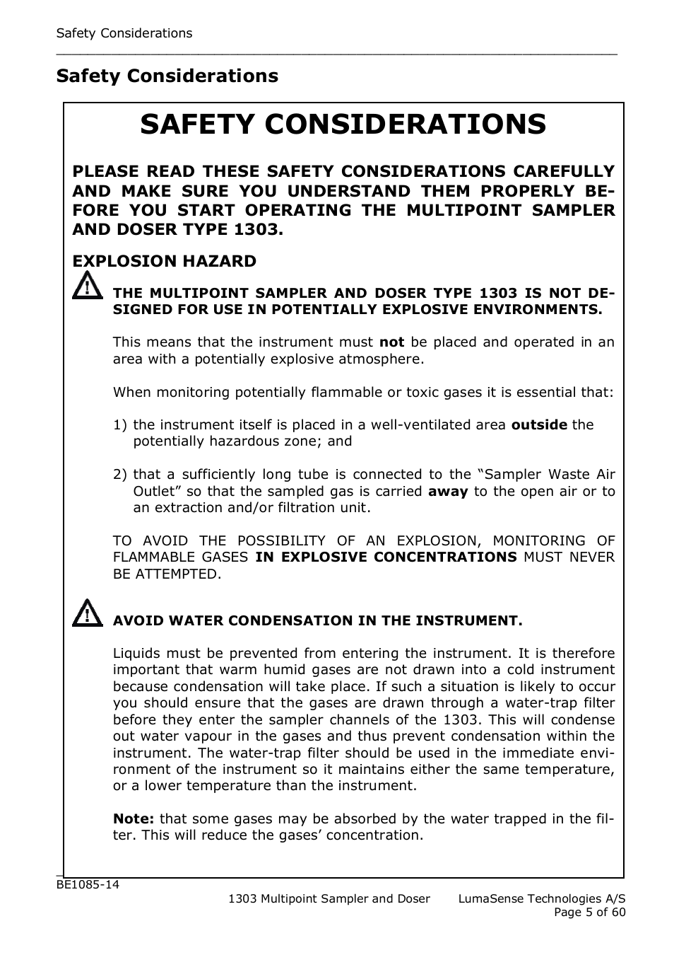 Safety considerations | LumaSense Technologies INNOVA 1303 User Manual | Page 5 / 60
