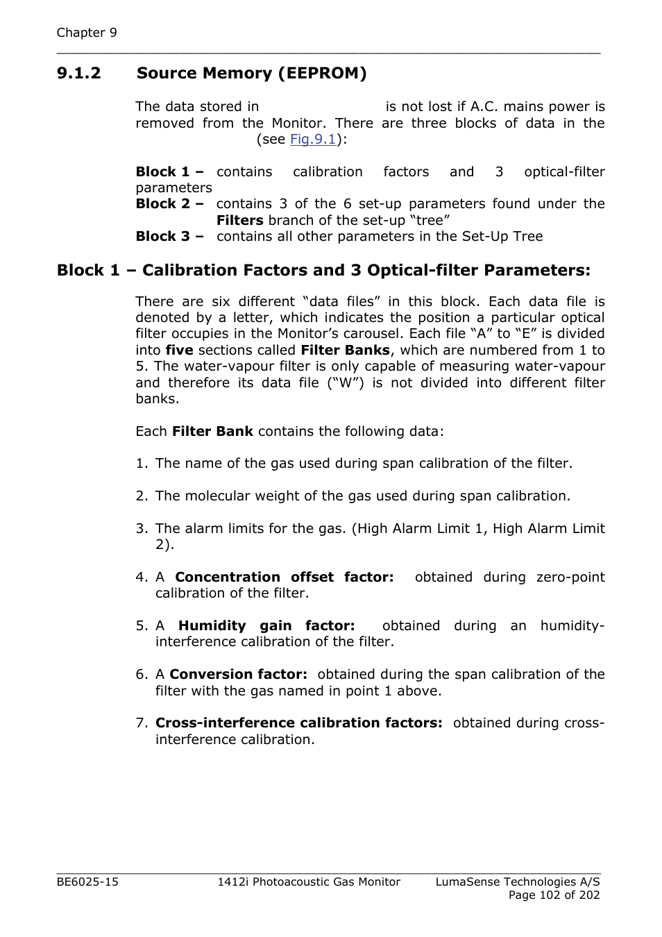 2 source memory (eeprom) | LumaSense Technologies INNOVA 1412i User Manual | Page 102 / 202