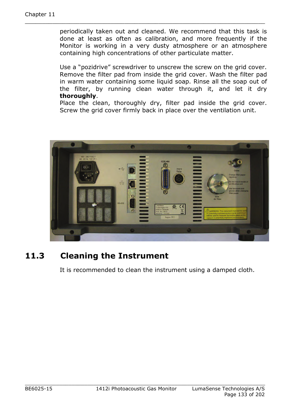 3 cleaning the instrument, Fig.11.9 | LumaSense Technologies INNOVA 1412i User Manual | Page 133 / 202