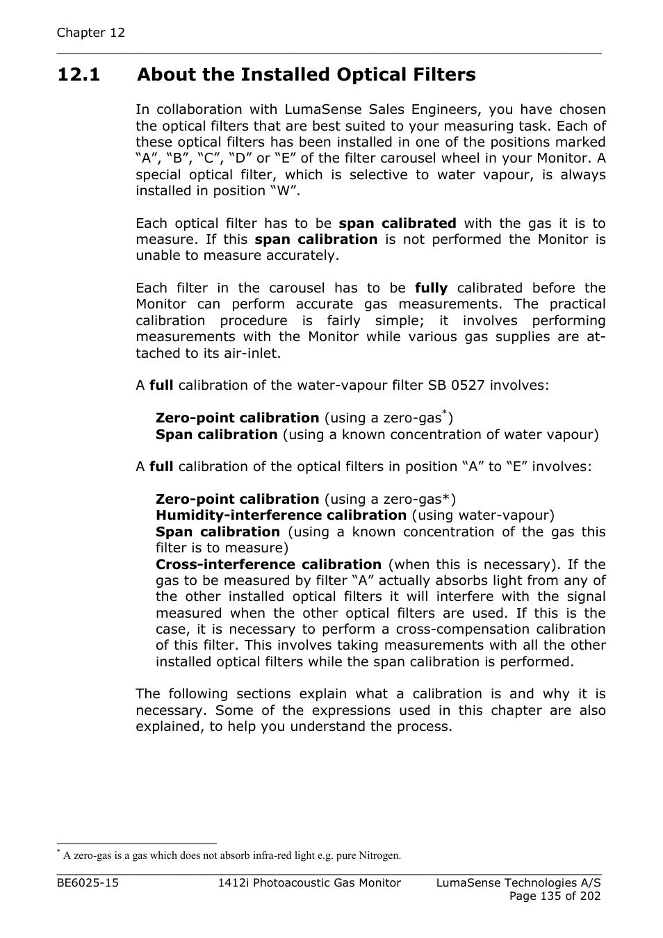 1 about the installed optical filters | LumaSense Technologies INNOVA 1412i User Manual | Page 135 / 202