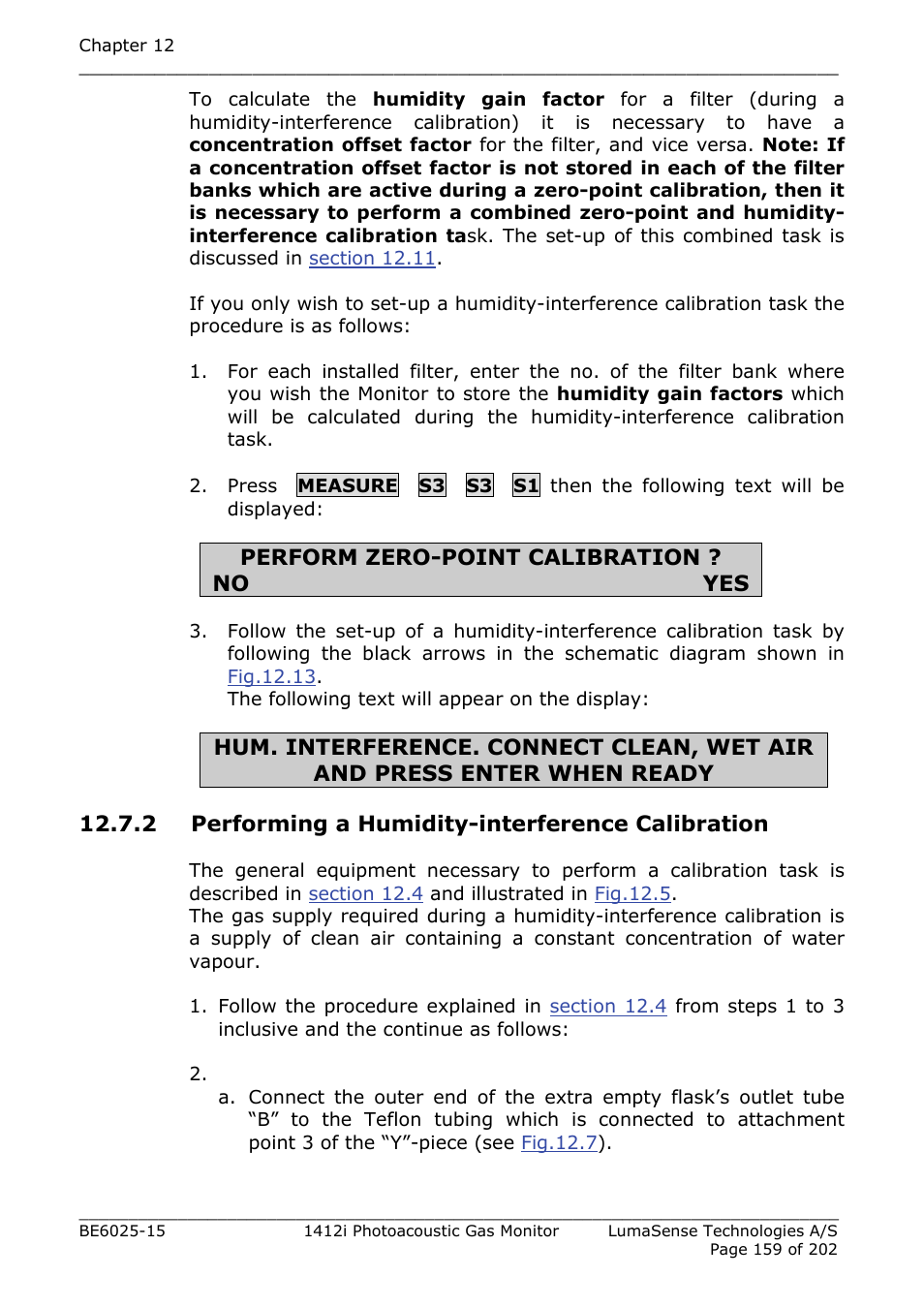2 performing a humidity-interference calibration | LumaSense Technologies INNOVA 1412i User Manual | Page 159 / 202