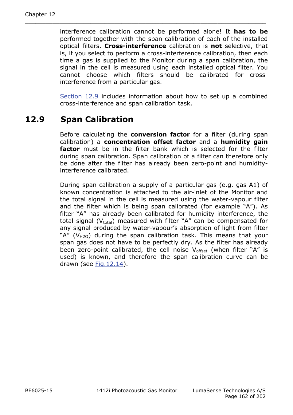 9 span calibration | LumaSense Technologies INNOVA 1412i User Manual | Page 162 / 202