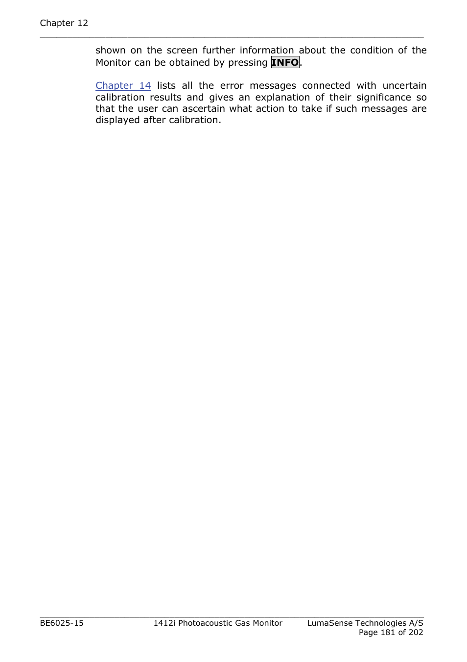 LumaSense Technologies INNOVA 1412i User Manual | Page 181 / 202