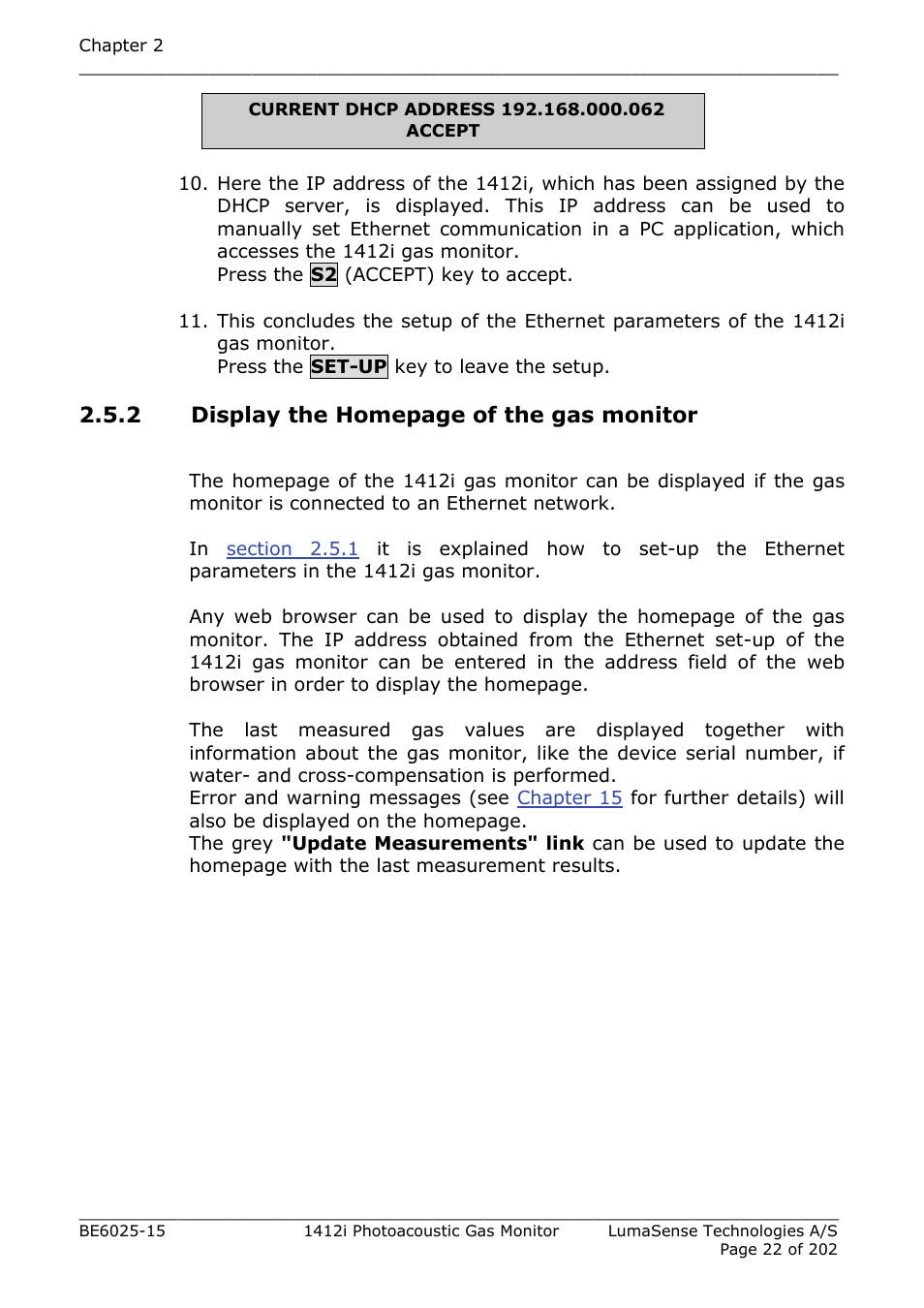 2 display the homepage of the gas monitor | LumaSense Technologies INNOVA 1412i User Manual | Page 22 / 202