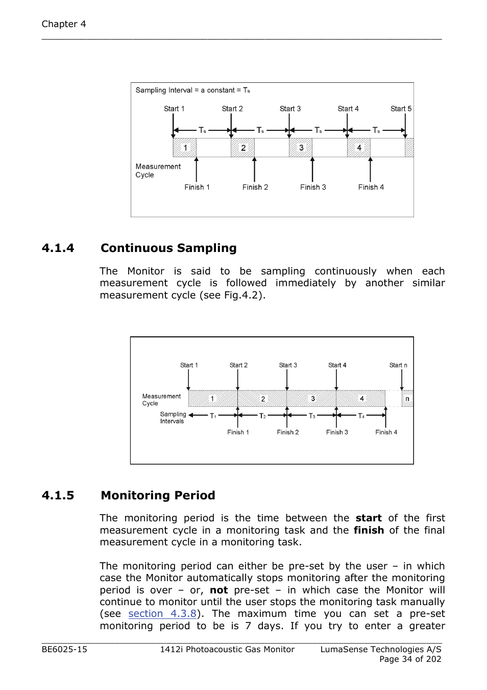 4 continuous sampling, 5 monitoring period | LumaSense Technologies INNOVA 1412i User Manual | Page 34 / 202