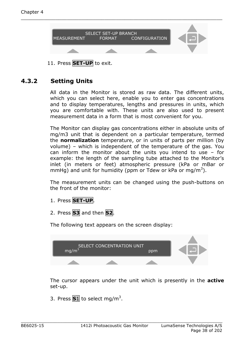 2 setting units | LumaSense Technologies INNOVA 1412i User Manual | Page 38 / 202