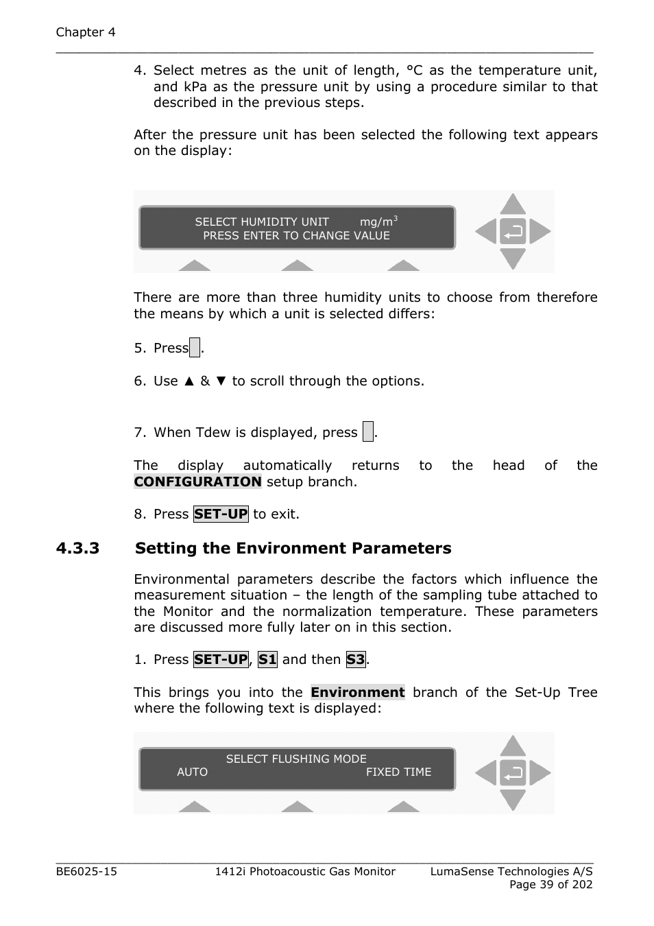 3 setting the environment parameters | LumaSense Technologies INNOVA 1412i User Manual | Page 39 / 202