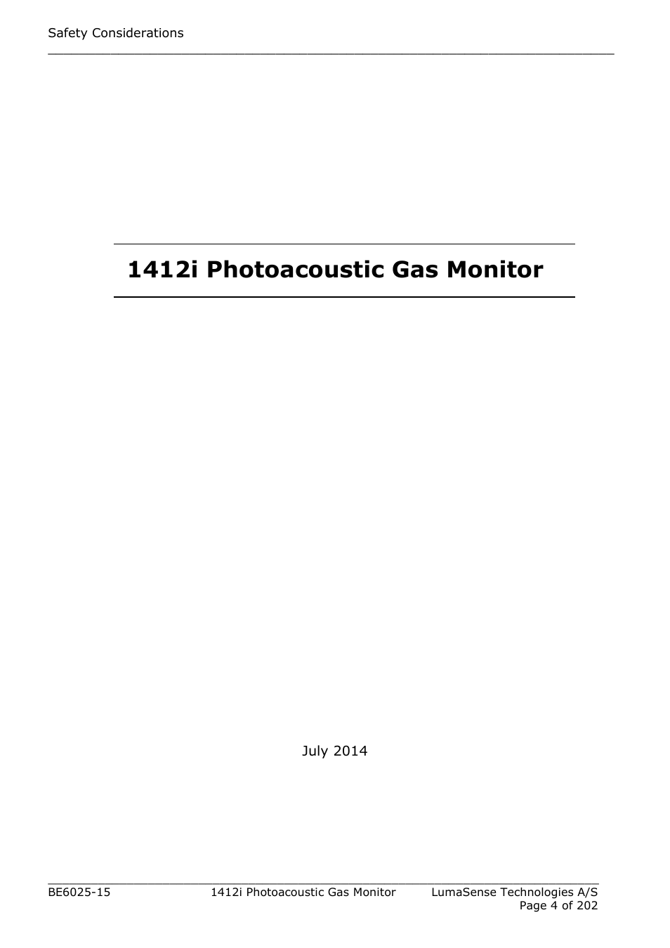 1412i photoacoustic gas monitor | LumaSense Technologies INNOVA 1412i User Manual | Page 4 / 202
