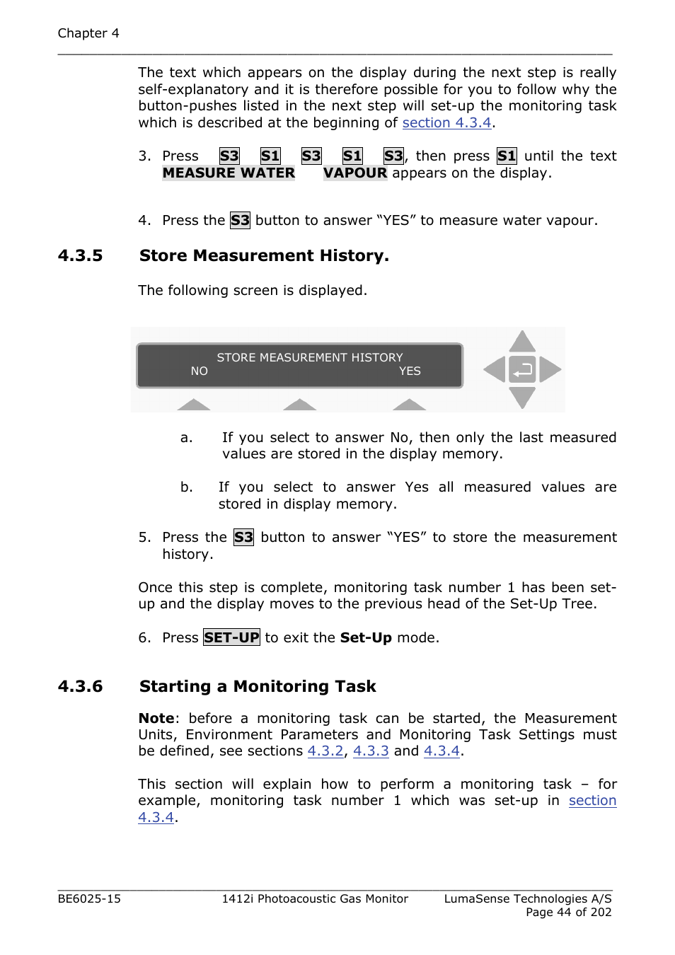 5 store measurement history, 6 starting a monitoring task | LumaSense Technologies INNOVA 1412i User Manual | Page 44 / 202