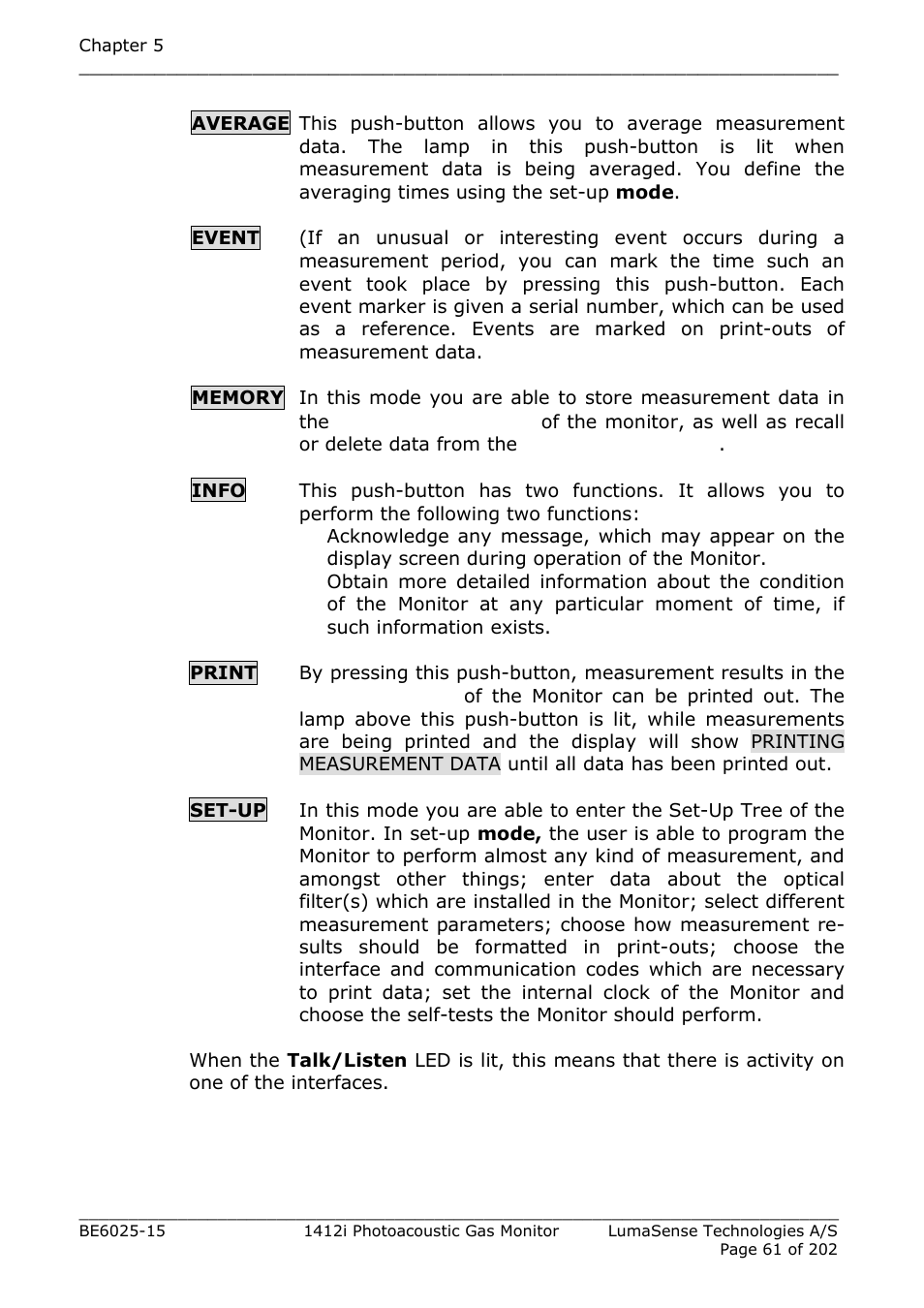 LumaSense Technologies INNOVA 1412i User Manual | Page 61 / 202