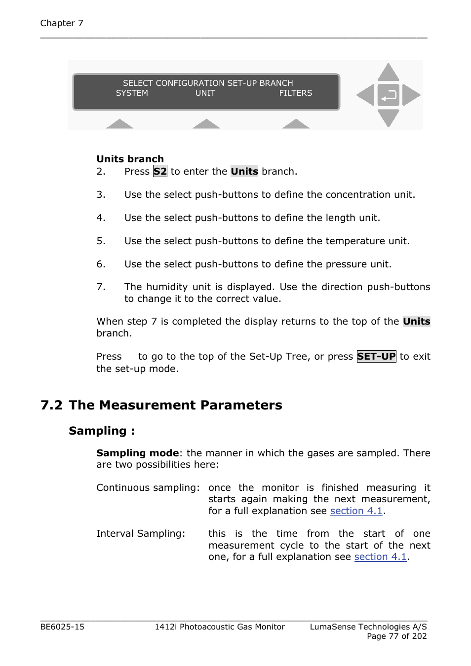 2 the measurement parameters, Sampling | LumaSense Technologies INNOVA 1412i User Manual | Page 77 / 202