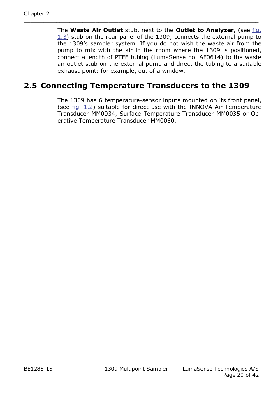 LumaSense Technologies INNOVA 1309 User Manual | Page 20 / 42
