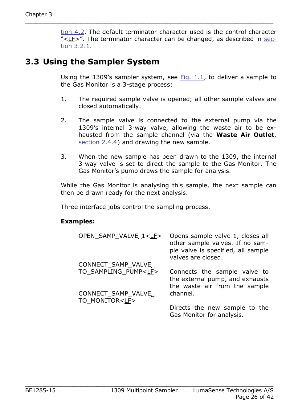 3 using the sampler system | LumaSense Technologies INNOVA 1309 User Manual | Page 26 / 42