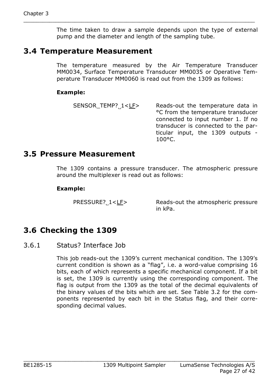 4 temperature measurement, 5 pressure measurement | LumaSense Technologies INNOVA 1309 User Manual | Page 27 / 42