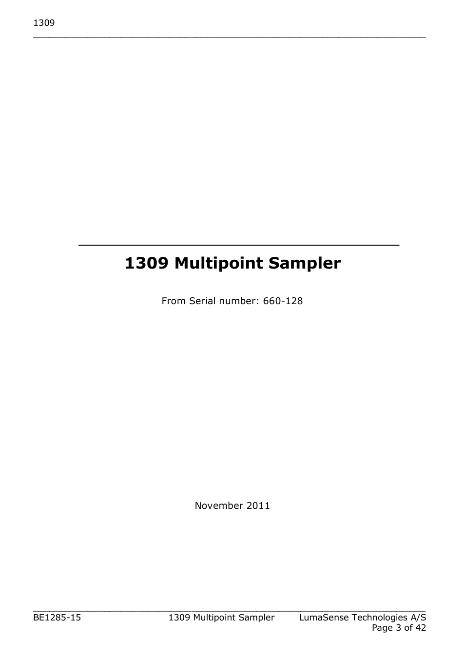 1309 multipoint sampler | LumaSense Technologies INNOVA 1309 User Manual | Page 3 / 42