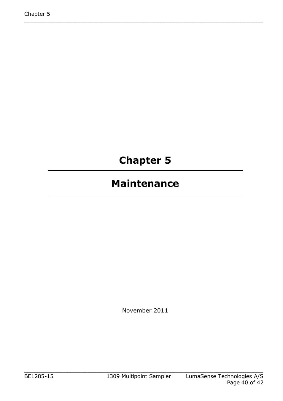 Chapter 5 maintenance | LumaSense Technologies INNOVA 1309 User Manual | Page 40 / 42