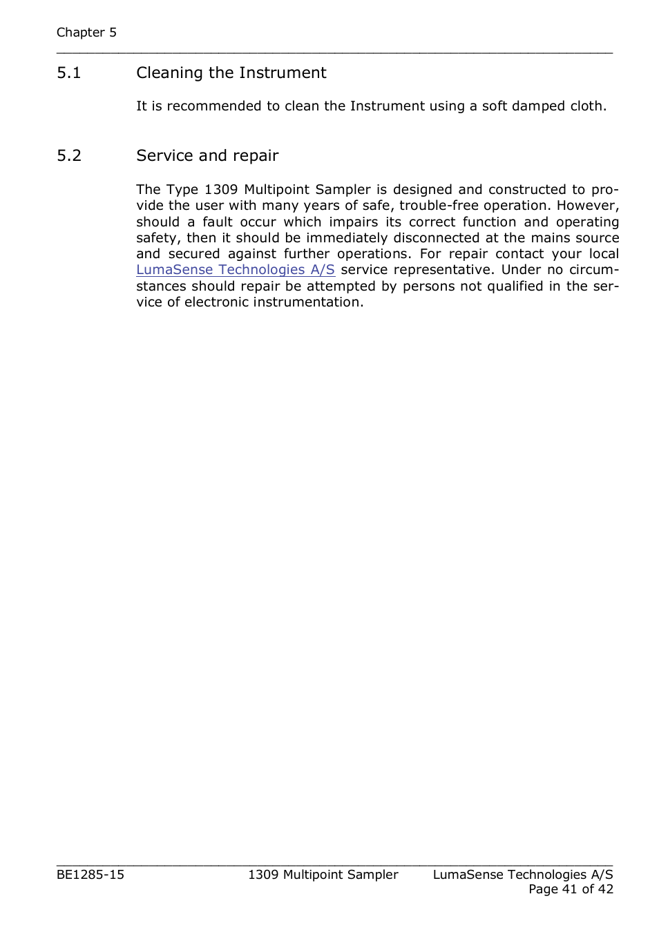 LumaSense Technologies INNOVA 1309 User Manual | Page 41 / 42