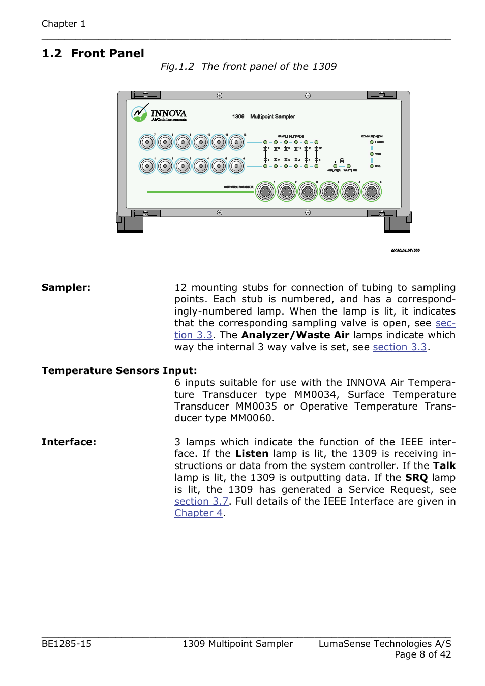 LumaSense Technologies INNOVA 1309 User Manual | Page 8 / 42